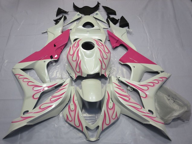 Lojas Carenagens Moto Honda CBR600RR 2007-2008 - Branco Rosa Chama