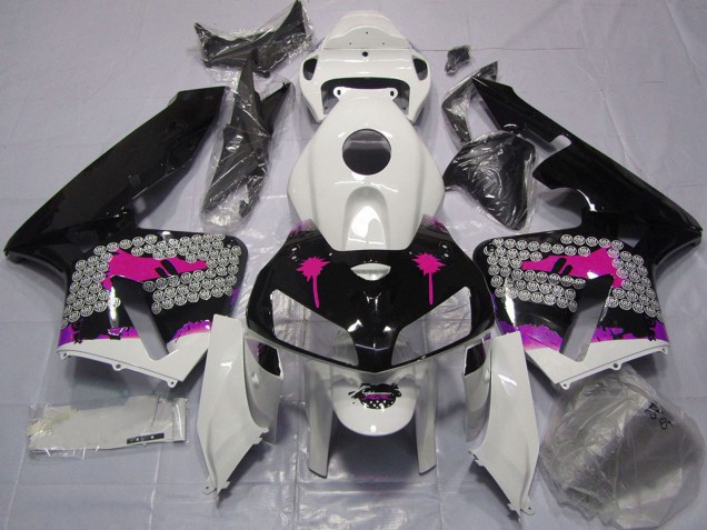 Lojas Carenagens Moto Honda CBR600RR 2005-2006 - Rosa Respingos Preto Brilhante