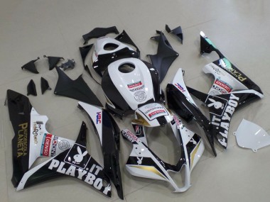 Lojas Carenagens Moto Honda CBR600RR 2007-2008 - Branco Ouro Preto Brilhante PlayBoy
