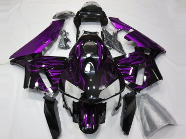 Lojas Carenagens Moto Honda CBR600RR 2003-2004 - Preto Brilhante Roxo Chama