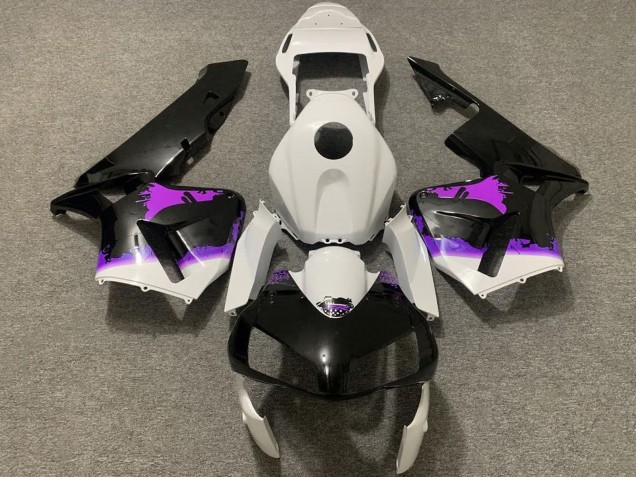 Lojas Carenagens Moto Honda CBR600RR 2003-2004 - Branco Roxo Preto Brilhante Respingos
