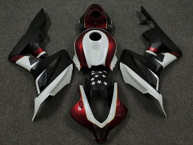 Lojas Carenagens Moto Honda CBR600RR 2009-2012 - Branco Vermelho Preto Fosco Estrela