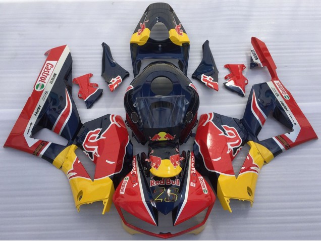 Lojas Carenagens Moto Honda CBR600RR 2013-2023 - Azul Escuro Amarelo Red Bull