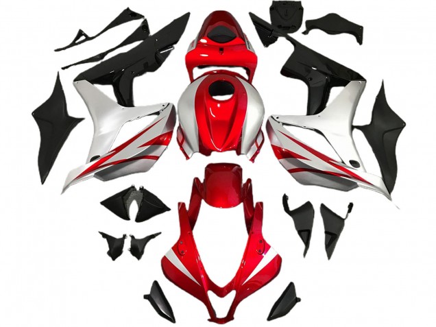 Lojas Carenagens Moto Honda CBR600RR 2007-2008 - Prata Vermelho Preto Brilhante OEM Estilo