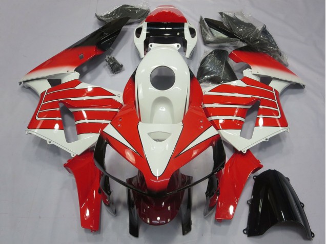 Lojas Carenagens Moto Honda CBR600RR 2005-2006 - Branco Vermelho Preto Large Listra