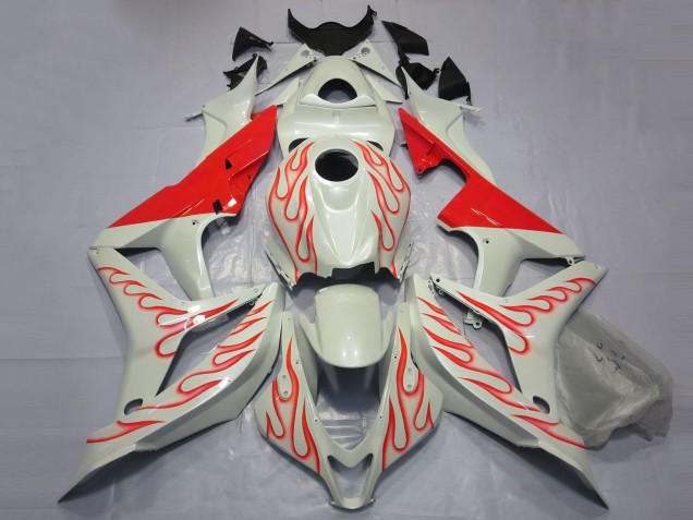 Lojas Carenagens Moto Honda CBR600RR 2007-2008 - Branco Vermelho Chama