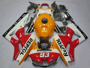 Lojas Carenagens Moto Honda CBR600RR 2013-2023 - Laranja Branco Vermelho Preto Brilhante Repsol 93