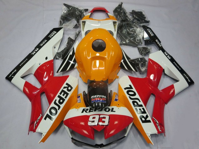 Lojas Carenagens Moto Honda CBR600RR 2013-2023 - Laranja Branco Vermelho Preto Brilhante Repsol 93
