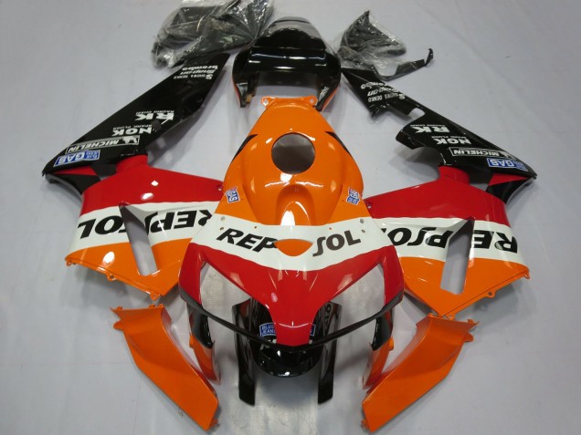 Lojas Carenagens Moto Honda CBR600RR 2005-2006 - Laranja Branco Vermelho Preto Brilhante Repsol