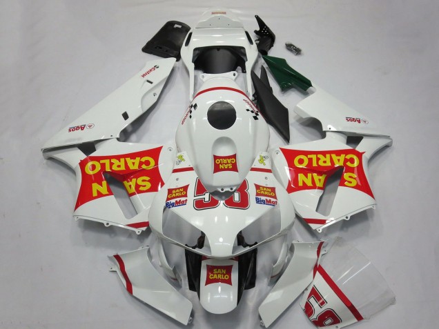 Lojas Carenagens Moto Honda CBR600RR 2003-2004 - Branco Vermelho Amarelo San Carlo 58