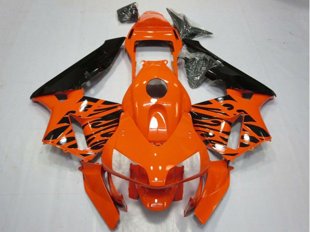 Lojas Carenagens Moto Honda CBR600RR 2003-2004 - Laranja Preto Brilhante Tribal