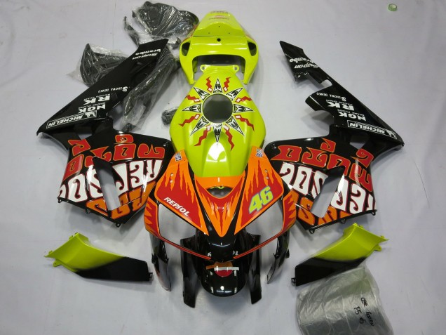 Lojas Carenagens Moto Honda CBR600RR 2005-2006 - Amarelo Vibrante Preto Rossi