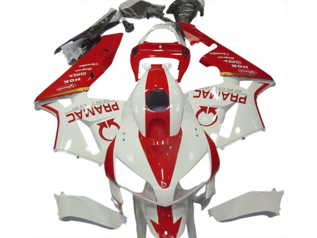 Lojas Carenagens Moto Honda CBR600RR 2005-2006 - Branco Vermelho Pramac