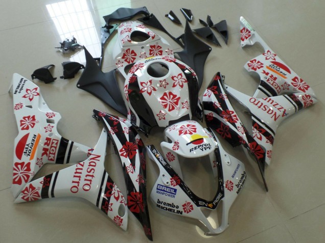 Lojas Carenagens Moto Honda CBR600RR 2007-2008 - Branco Vermelho Preto Nastro Azzurro