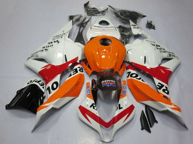 Lojas Carenagens Moto Honda CBR600RR 2009-2012 - Laranja Branco Vermelho Preto Brilhante Repsol
