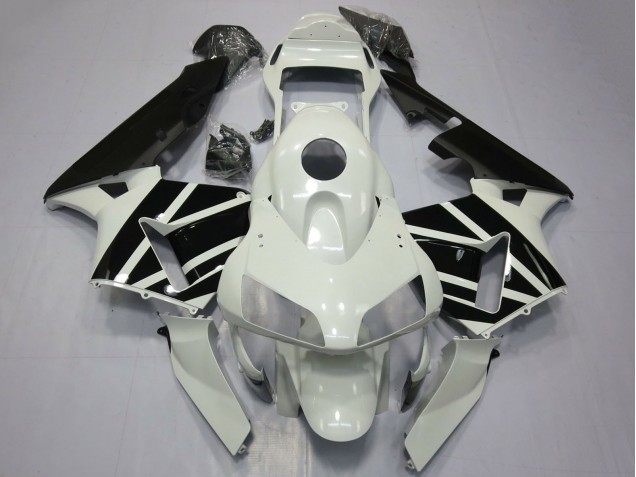 Lojas Carenagens Moto Honda CBR600RR 2003-2004 - Branco Preto Brilhante OEM Estilo