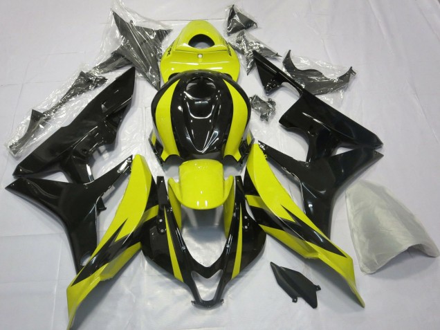 Lojas Carenagens Moto Honda CBR600RR 2007-2008 - Amarelo Preto Brilhante OEM Estilo