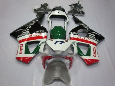 Lojas Carenagens Moto Honda CBR954RR 2002-2003 - Branco Vermelho Verde Preto Brilhante CRR Castrol