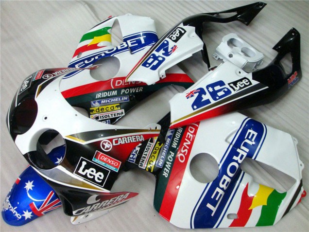 Lojas Carenagens Moto Honda CBR250RR 1990-1998 - Branco Azul Vermelho Amarelo Verde Carrera EuroBet Lee