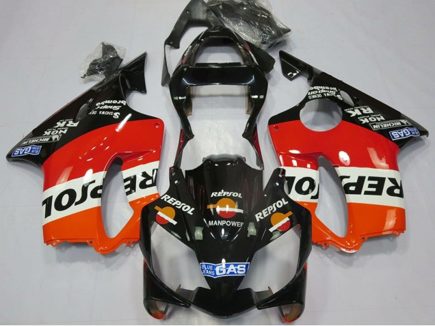 Lojas Carenagens Moto Honda CBR600 F4i 2001-2003 - Laranja Branco Vermelho Preto Brilhante Repsol