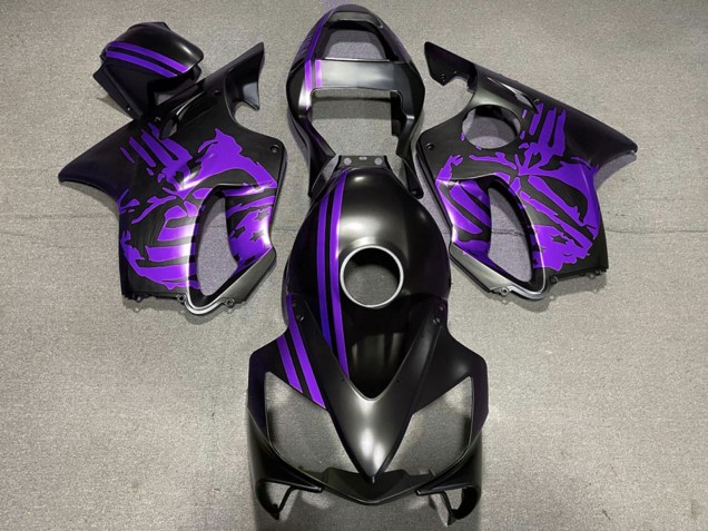 Lojas Carenagens Moto Honda CBR600 F4i 2001-2003 - Roxo Preto Fosco Crânio