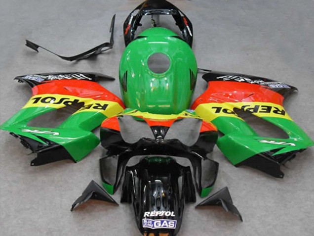 Lojas Carenagens Moto Honda VFR 800 2002-2013 - Verde Amarelo Vermelho Preto Repsol