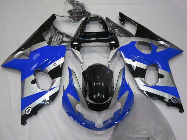 Lojas Carenagens Moto Suzuki GSXR 1000 2000-2002 - Azul Prata Preto OEM Estilo