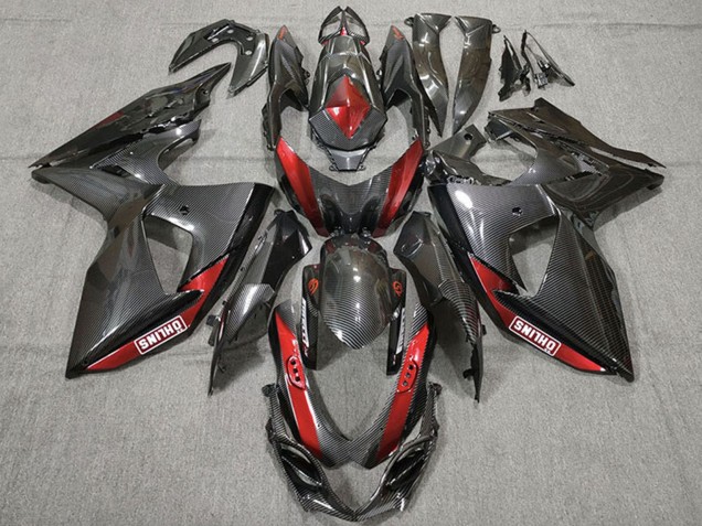 Lojas Carenagens Moto Suzuki GSXR 1000 2009-2016 - Fibra de Carbono Vermelho