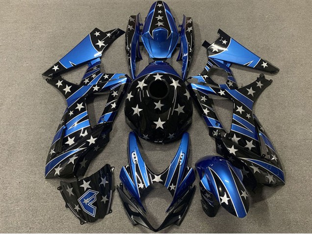 Lojas Carenagens Moto Suzuki GSXR 1000 2007-2008 - Azul Preto Brilhante Estrela