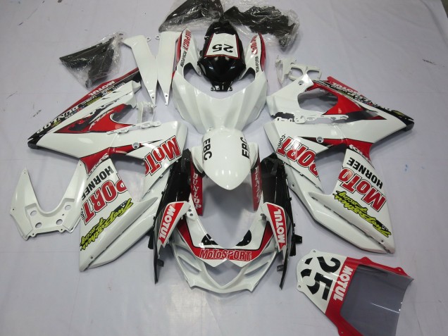 Lojas Carenagens Moto Suzuki GSXR 1000 2009-2016 - Branco Vermelho Dunlop 52