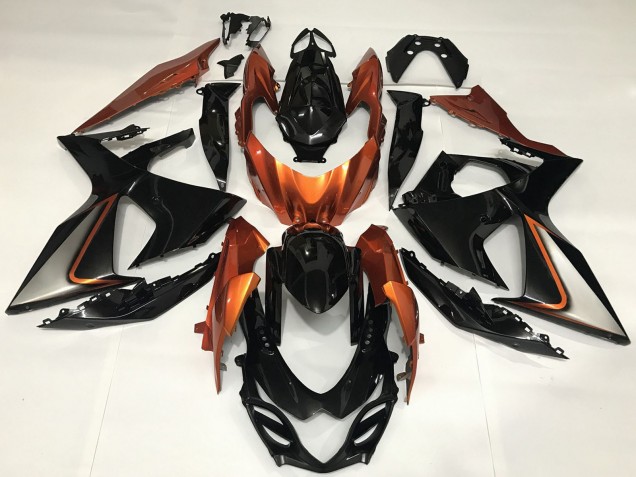 Lojas Carenagens Moto Suzuki GSXR 1000 2009-2016 - Preto Brilhante Shiny Laranja