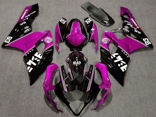 Lojas Carenagens Moto Suzuki GSXR 1000 2005-2006 - Rosa Preto Brilhante Branco