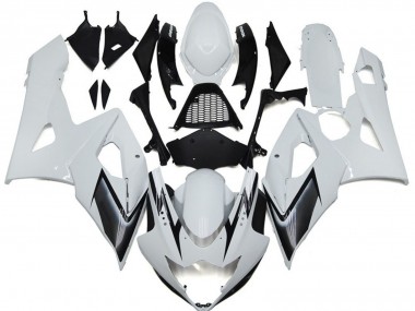 Lojas Carenagens Moto Suzuki GSXR 1000 2005-2006 - Branco Brilhante Prata Preto