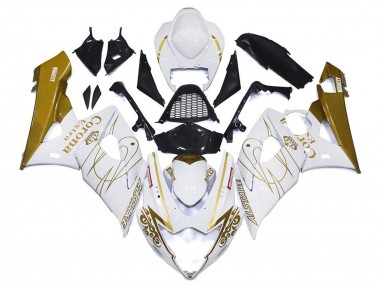 Lojas Carenagens Moto Suzuki GSXR 1000 2005-2006 - Branco Ouro Corona
