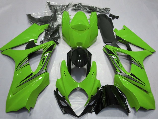 Lojas Carenagens Moto Suzuki GSXR 1000 2007-2008 - Verde Preto Brilhante OEM Estilo