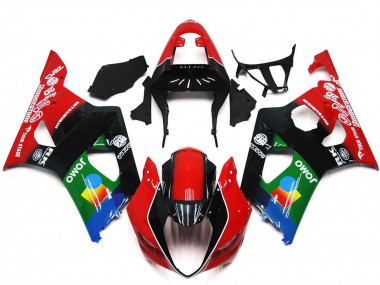 Lojas Carenagens Moto Suzuki GSXR 1000 2003-2004 - Vermelho Preto Verde JOMO