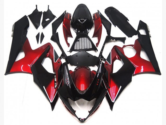 Lojas Carenagens Moto Suzuki GSXR 1000 2005-2006 - Doce Vermelho Preto Brilhante