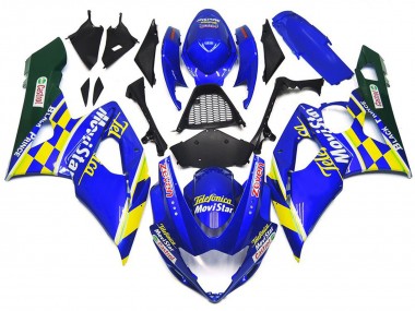 Lojas Carenagens Moto Suzuki GSXR 1000 2005-2006 - Azul Amarelo Verde MoviStar Castrol