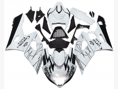 Lojas Carenagens Moto Suzuki GSXR 1000 2005-2006 - Branco Preto Corona OEM Estilo