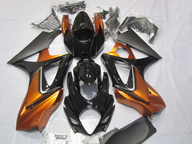 Lojas Carenagens Moto Suzuki GSXR 1000 2007-2008 - Laranja Preto Brilhante Preto Fosco