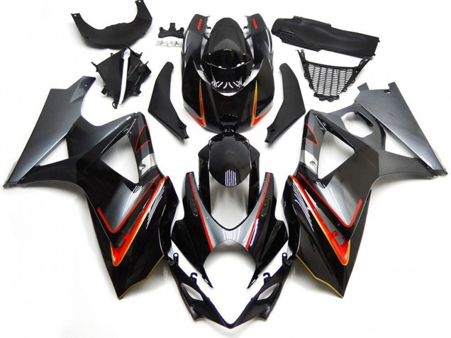 Lojas Carenagens Moto Suzuki GSXR 1000 2007-2008 - Preto Brilhante Vermelho Prata