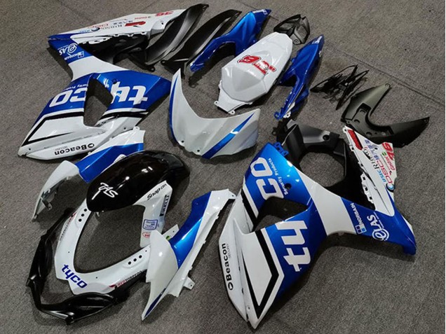 Lojas Carenagens Moto Suzuki GSXR 1000 2009-2016 - Branco Azul Preto Tyco