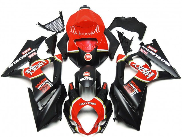 Lojas Carenagens Moto Suzuki GSXR 1000 2007-2008 - Vermelho Preto Lucky Strike