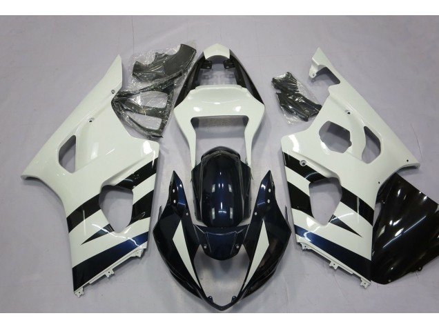 Lojas Carenagens Moto Suzuki GSXR 1000 2003-2004 - Branco Preto Brilhante