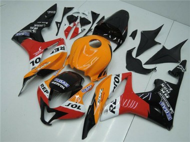 Lojas Carenagem Moto Honda CBR600RR 2007-2008 - Laranja Branco Vermelho Preto Brilhante Repsol