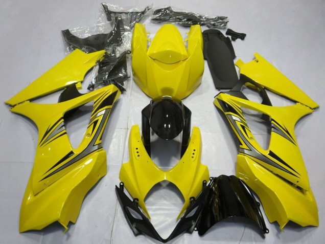 Lojas Carenagens Moto Suzuki GSXR 1000 2007-2008 - Amarelo Preto Brilhante OEM Estilo