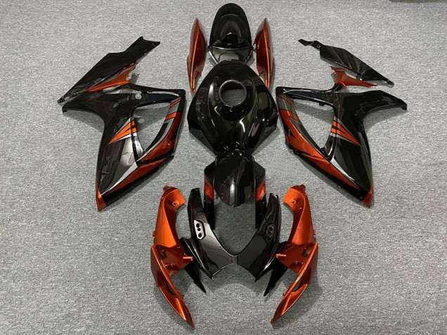 Lojas Carenagens Moto Suzuki GSXR 600 / GSXR 750 2006-2007 - Preto Brilhante Laranja