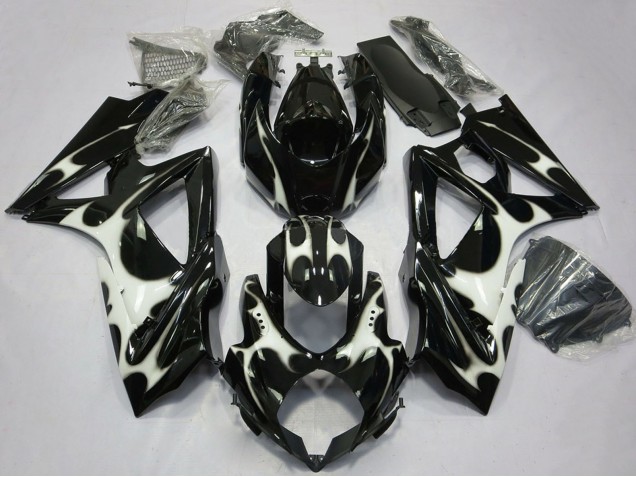 Lojas Carenagens Moto Suzuki GSXR 600 / GSXR 750 2008-2010 - Preto Brilhante Branco
