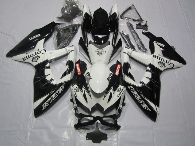 Lojas Carenagem Moto Suzuki GSXR 600 / GSXR 750 2008-2010 - Branco Preto Alstare Corona Motul