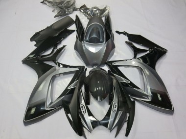 Lojas Carenagens Moto Suzuki GSXR 600 / GSXR 750 2006-2007 - Cinzento Preto Brilhante Listra
